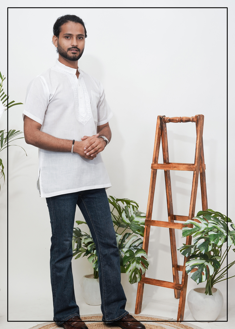 Half Sleeves Short Kurta