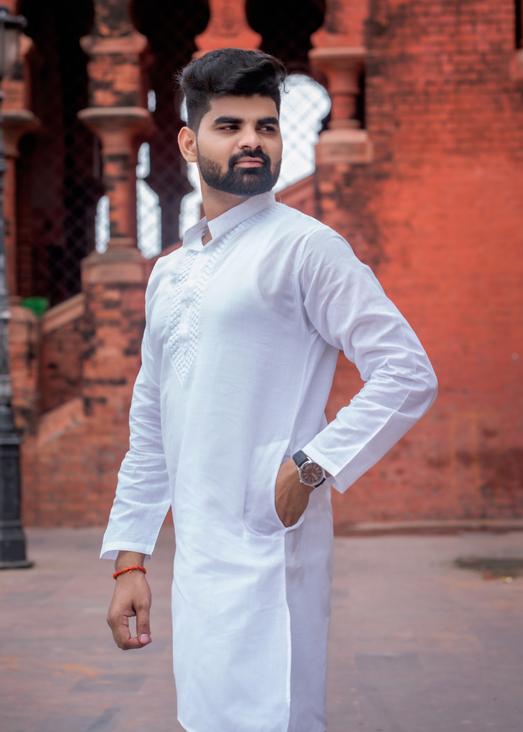 Gala Embroidery Lucknowi Kurta 