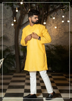 Self Print Brasco Lucknowi Kurta 