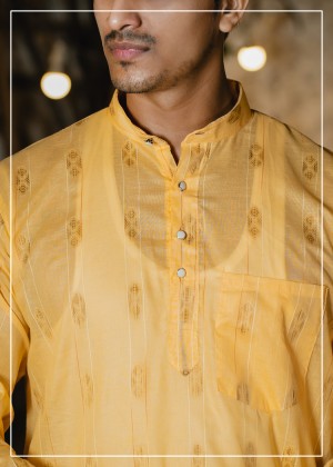 Micro Polo Patta Cotton Kurta 