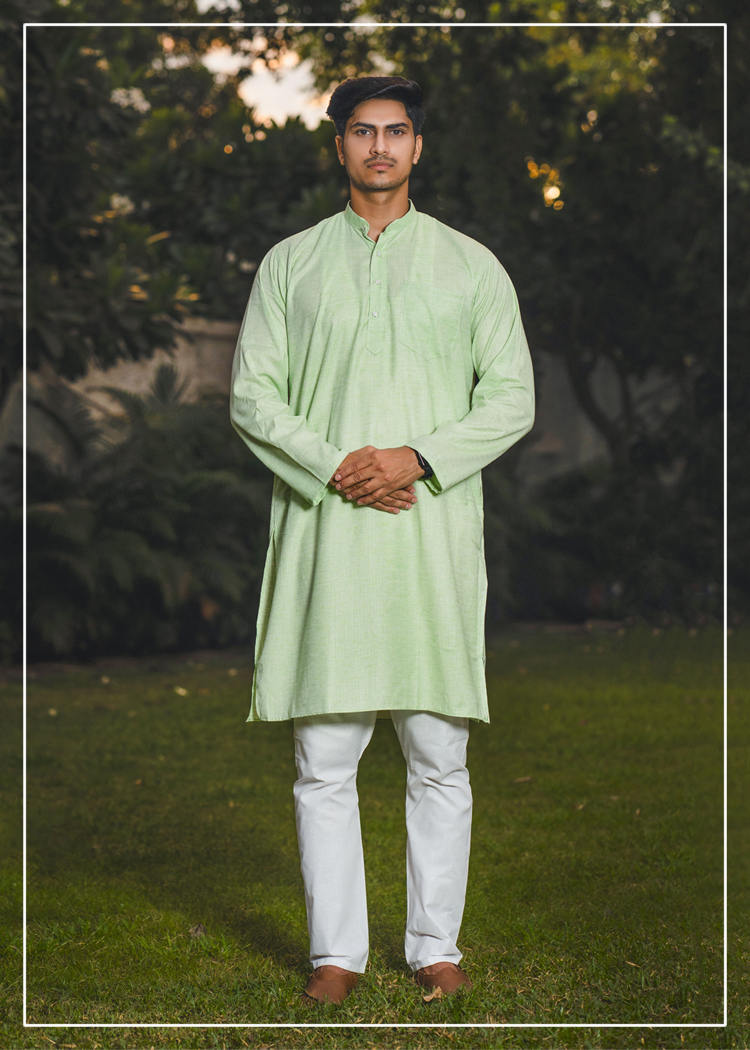 Cotton Kurta Wieving Embriodery