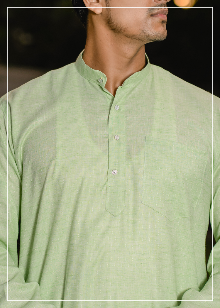 Cotton Kurta Wieving Embriodery