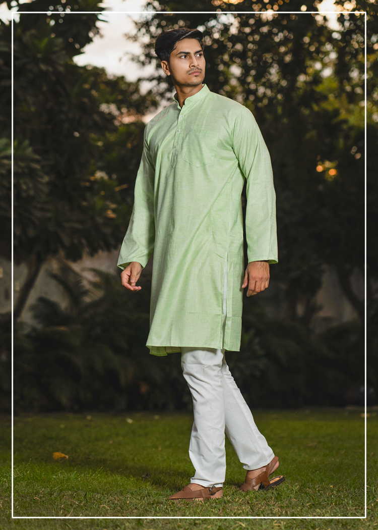 Cotton Kurta Wieving Embriodery