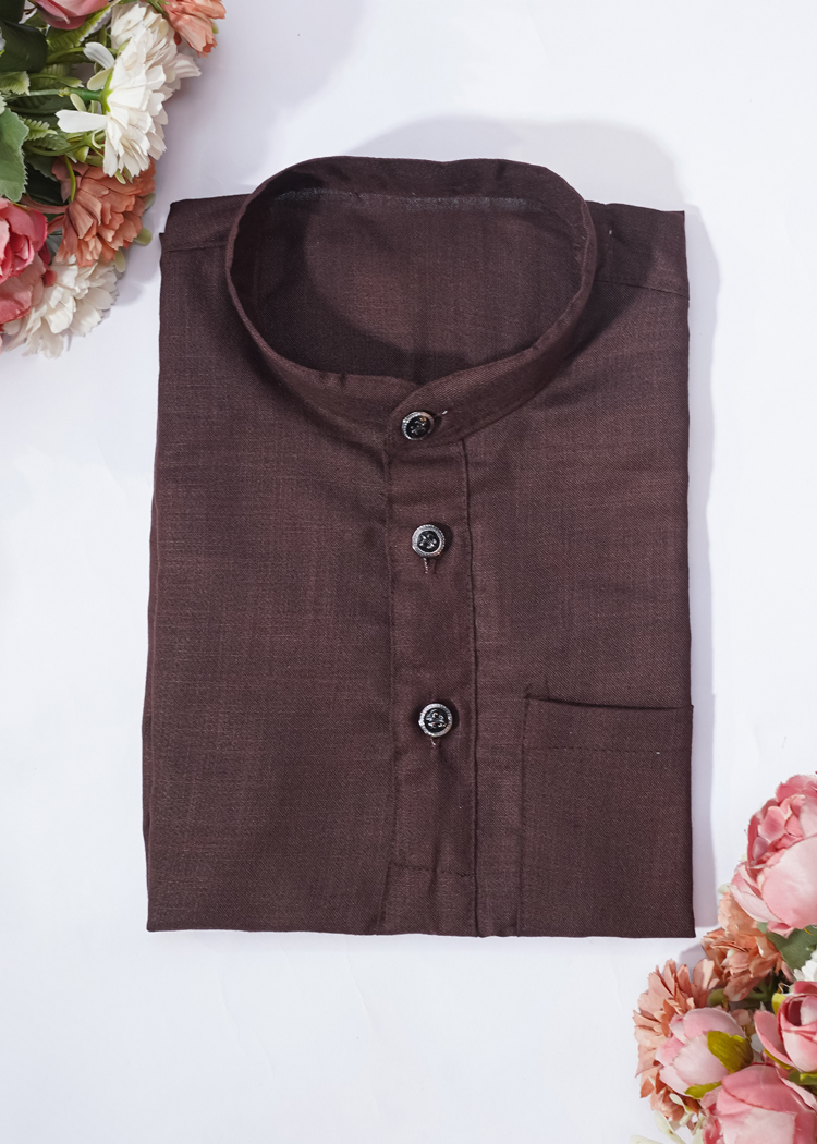 Ruby Silk Plain Kurta For Boys 
