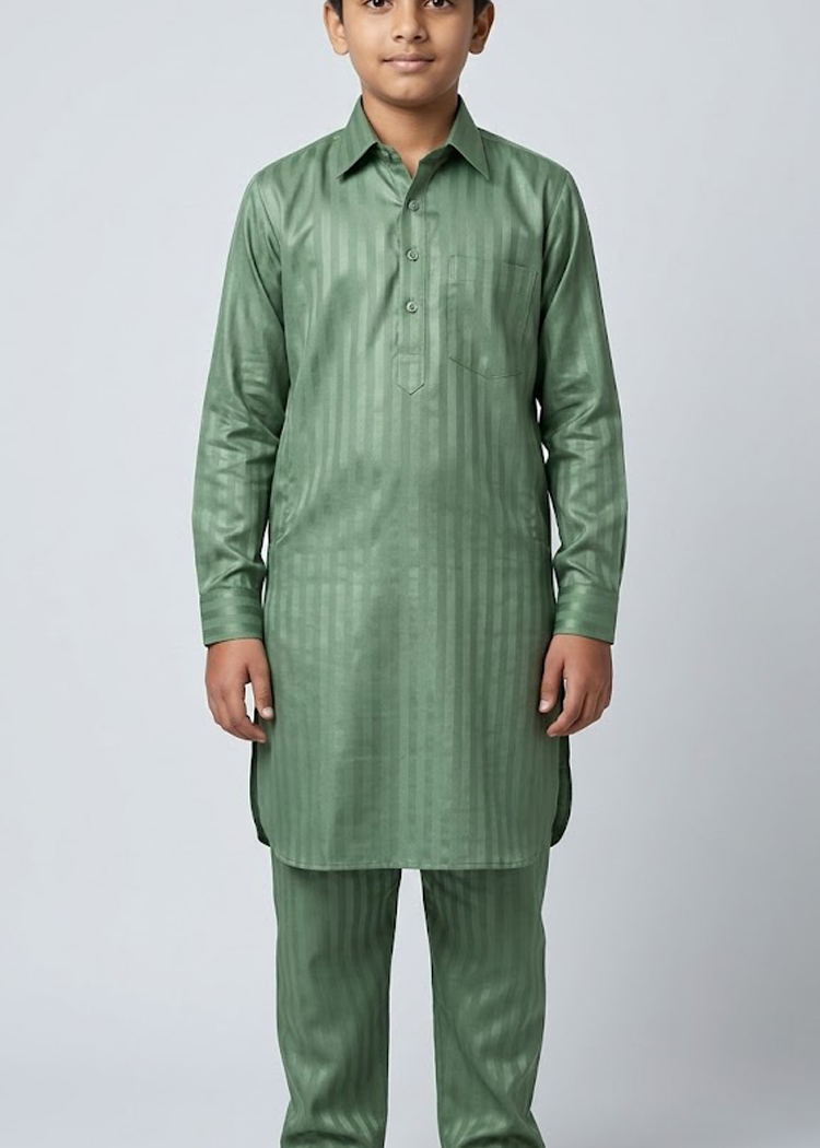 Cotton Strips Pathani Set For Boys 