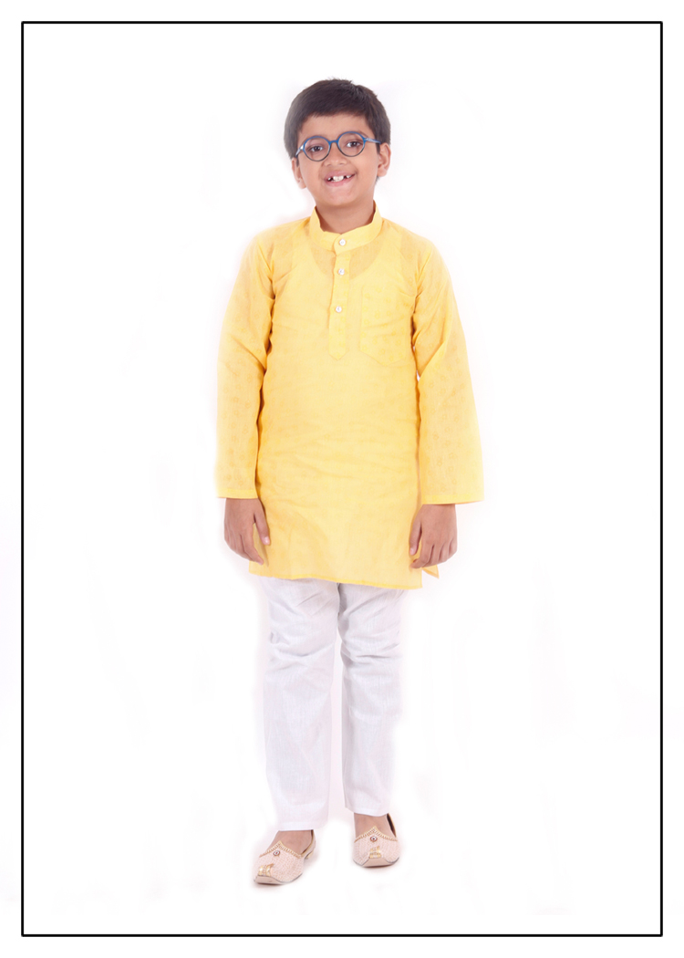 Yellow Lining Boys Kurta Pajama