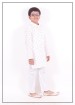 White Cotton Print Boys Kurta Pajama